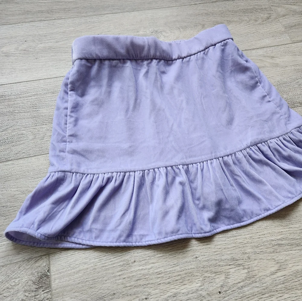 J. Crew Purple Velvet Skirt Womens Small Peplum Spring Pastel Lavender Summer